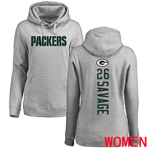 Green Bay Packers Ash Women 26 Savage Darnell Backer Nike NFL Pullover Hoodie Sweatshirts